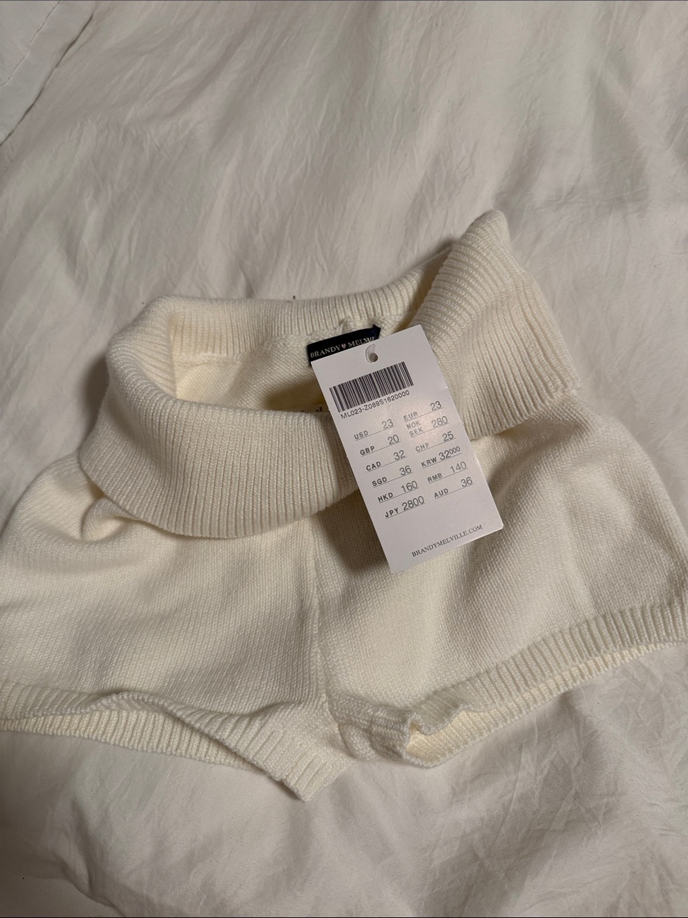 Brandy Melville cream fold over shorts